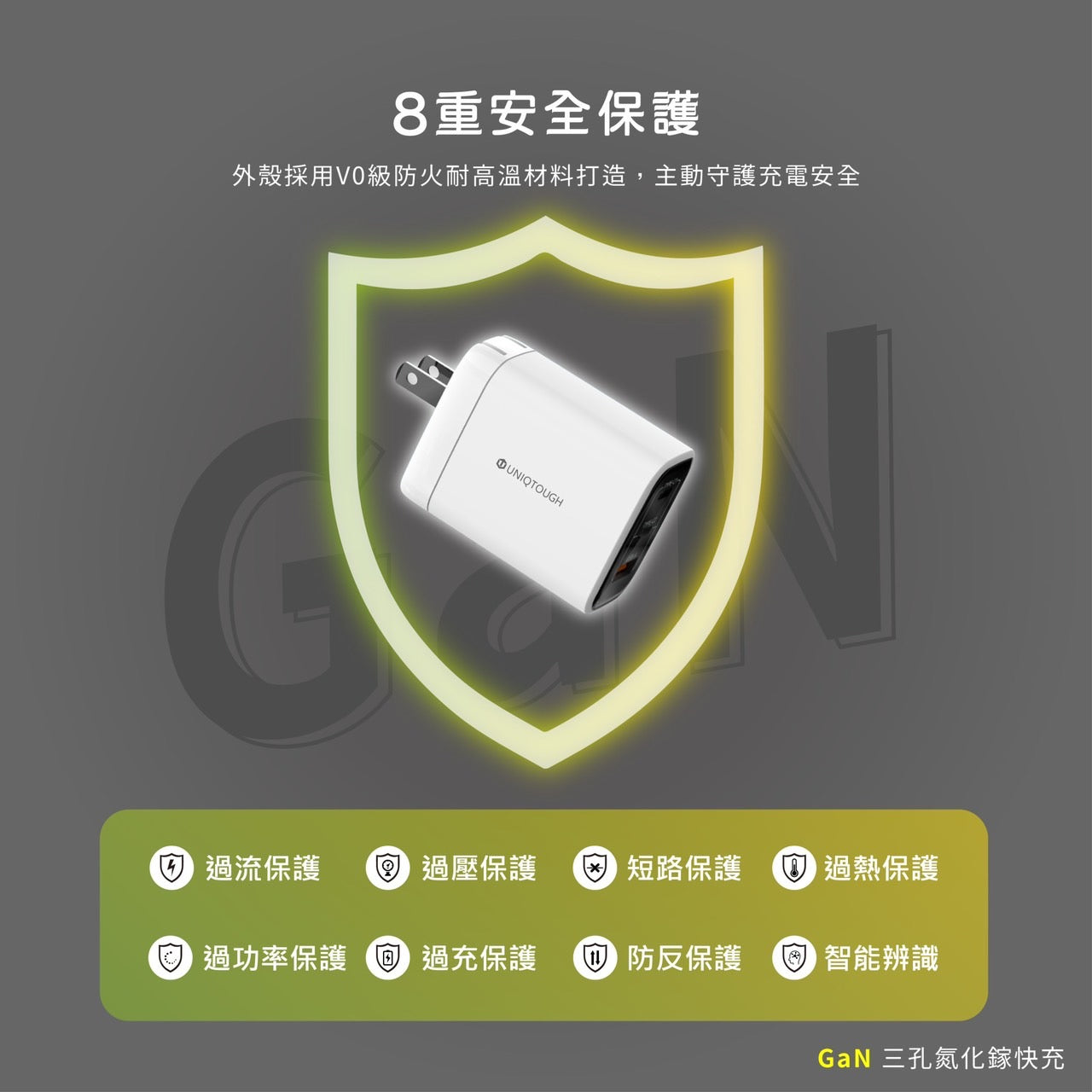 UNIQTOUGH|GaN 67W 旅行快充三孔合一快充插頭