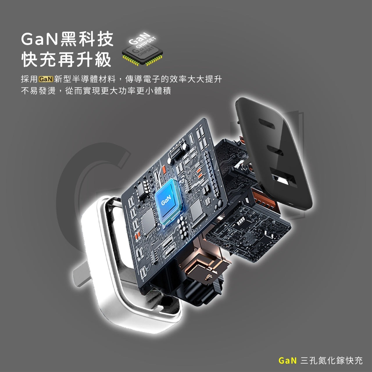 UNIQTOUGH|GaN 67W 旅行快充三孔合一快充插頭