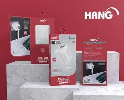 HANG｜C13 快速閃充充電器 PD + QC 20W + LED 電壓顯示