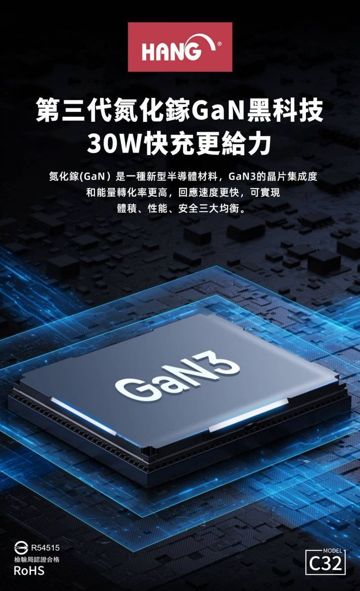 HANG｜C32 PD+QC+PPS 氮化鎵快充頭 雙孔快充 30W