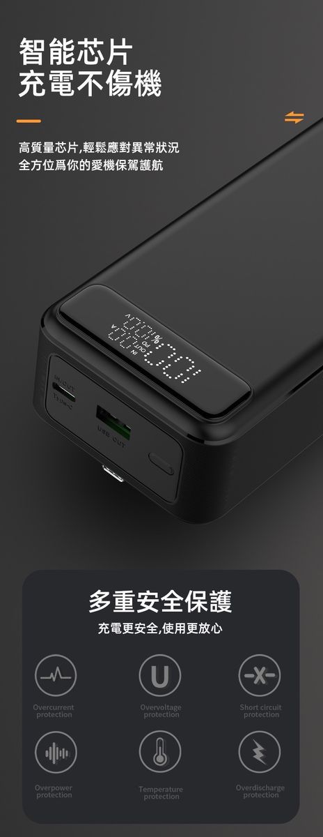 HANG｜PD10 自帶線行動電源 Type-C PD 50W 快充 30000mAh 大容量