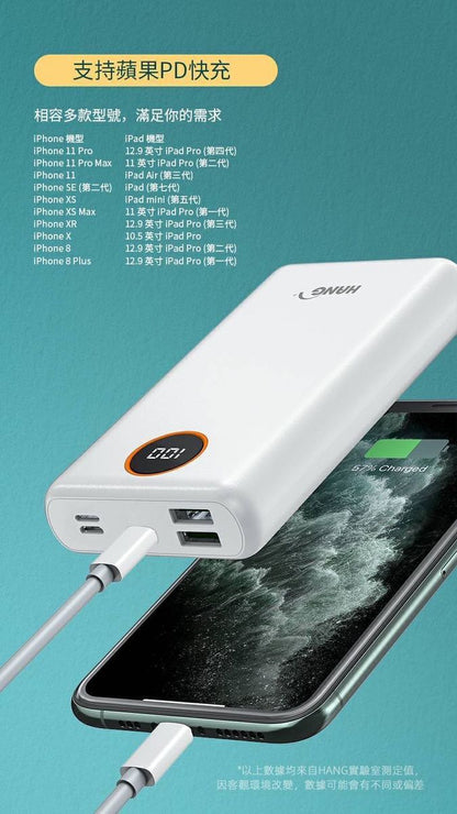 HANG｜PD3 液晶快充行動電源 26000mAh PD+QC全兼容
