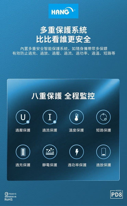 HANG｜PD8 自帶快充線行動電源 26000mAh