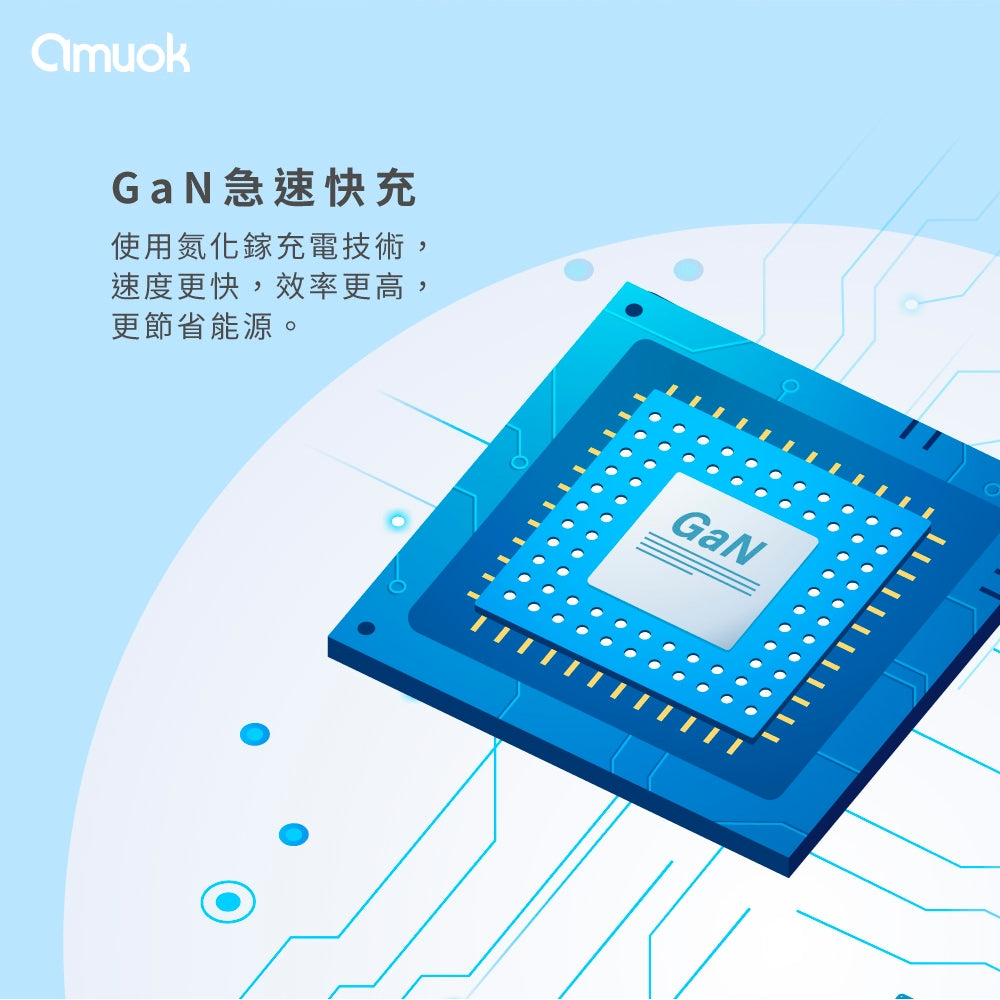 amuok｜65W GaN伸縮自帶線快充頭