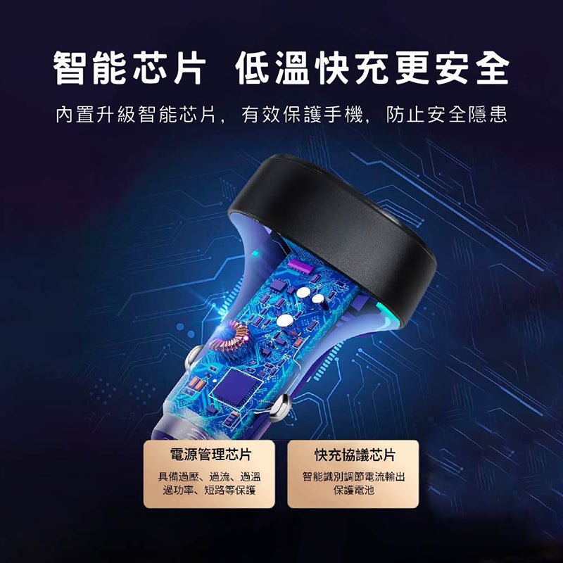 VOORCA｜72W四孔車用充電器雙PD雙QC快充