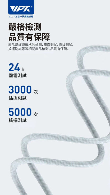 HANG｜XD17 88W 三合一快充數據編織傳輸線