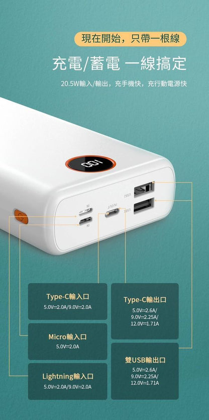 HANG｜PD4 液晶快充行動電源 40000mAh