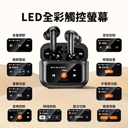 AWEI｜T56 ANC降噪觸控全彩螢幕主動降噪藍牙耳機