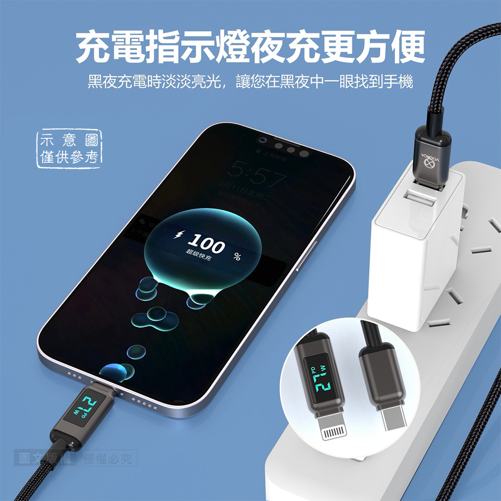 VOORCA｜100W電流顯示數據傳輸充電線