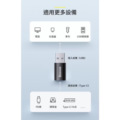 baseus｜精巧系列轉接頭USB ↔ Type-C 一秒轉接雙版本可選