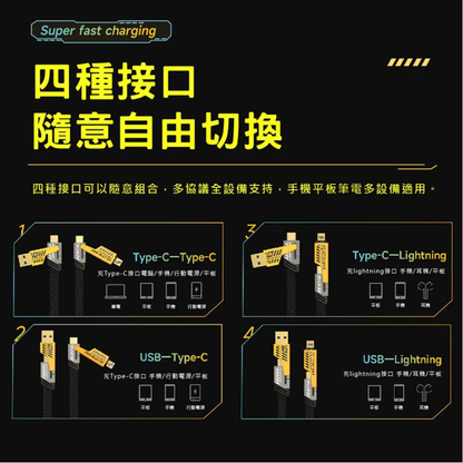 AWEI｜四合一快充機甲數據線