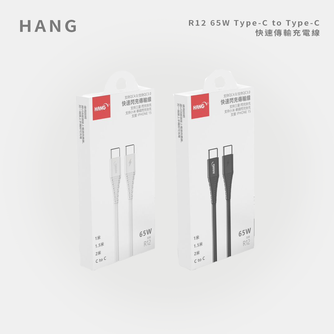 HANG｜R12 65W Type-C to Type-C 快速傳輸充電線